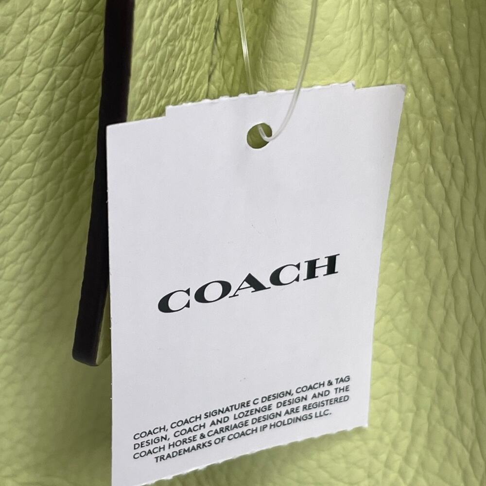 Coach Lane Leather Whipstitch Shoulder Bag Pale Lime Silver Trim - Picture 9 of 10